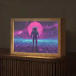 Astronaut - Maan - Roze - Sterrennevels Light Box met kabel (Tafellamp) klein -z3d_website