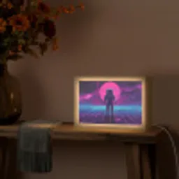 Astronaut - Maan - Roze - Sterrennevels Light Box met kabel (Tafellamp) klein -sfeer4