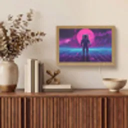 Astronaut - Maan - Roze - Sterrennevels Light Box met kabel (Tafellamp) klein -sfeer2