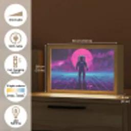 Astronaut - Maan - Roze - Sterrennevels Light Box met kabel (Tafellamp) klein -USP_EN
