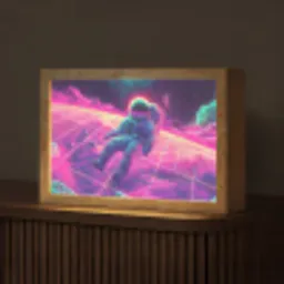 Astronaut - Neon - Roze - Wolken Light Box met kabel (Tafellamp) klein -z3d_website