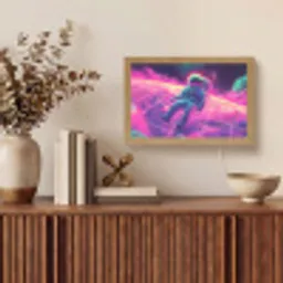Astronaut - Neon - Roze - Wolken Light Box met kabel (Tafellamp) klein -sfeer2
