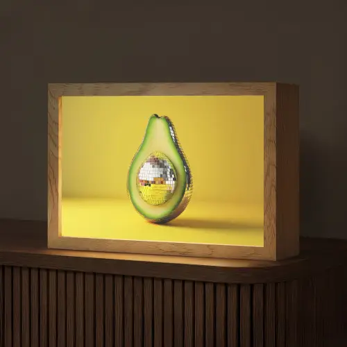 Avocado - Discobal - Geel - Glitter Light Box met kabel (Tafellamp) klein -z3d_website