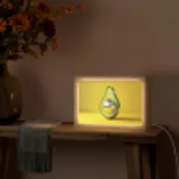 Avocado - Discobal - Geel - Glitter Light Box met kabel (Tafellamp) klein -sfeer4