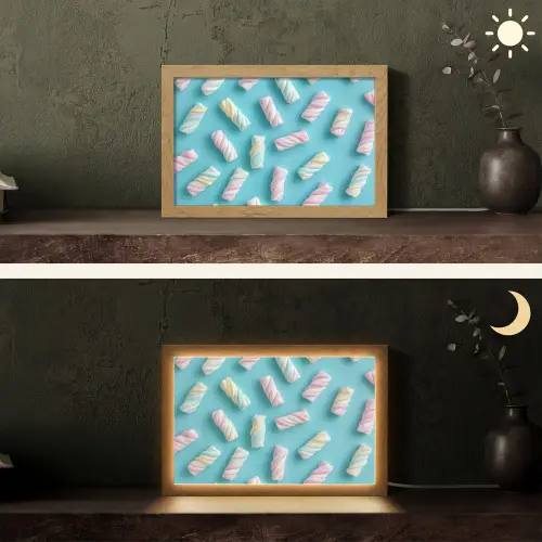 Spekjes - Pastel - Snoep - Blauw Light Box met kabel (Tafellamp) klein -sfeer3
