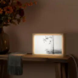 Bamboestammen - Water - Minimalistisch - Wit Light Box met kabel (Tafellamp) klein -sfeer4