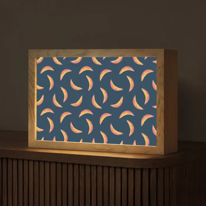 Banaan - Tropisch - Blauw - Patroon Light Box met kabel (Tafellamp) klein 924 -z3d_website
