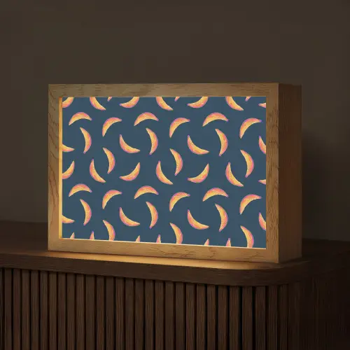 Banaan - Tropisch - Blauw - Patroon Light Box met kabel (Tafellamp) klein 924 -z3d_website