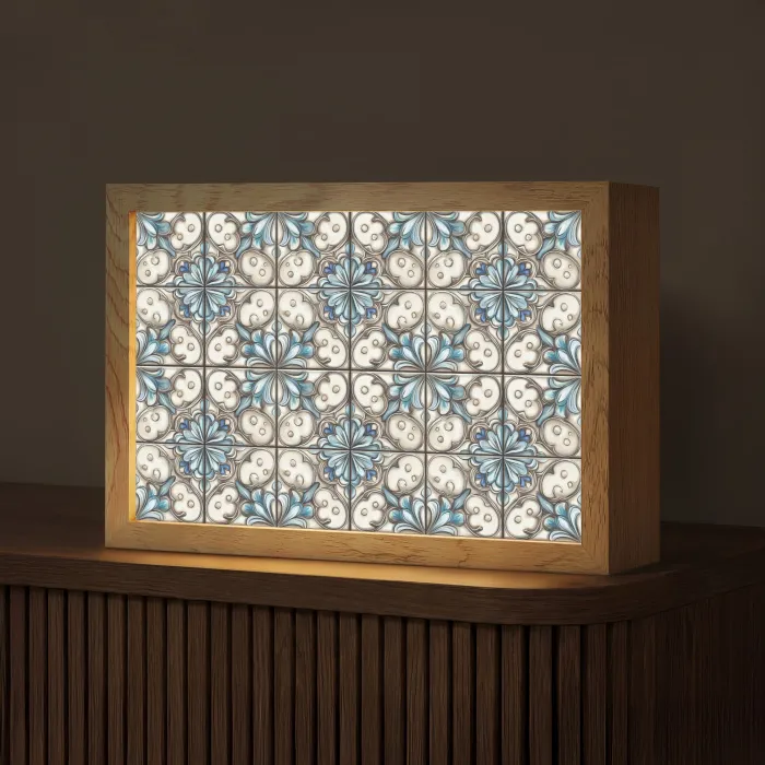 Barok - Tegel - Kleurrijk Light Box met kabel (Tafellamp) klein 924 -z3d_website