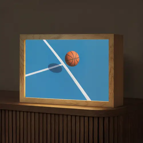 Basket - Bal - Blauw - Zwevend Light Box met kabel (Tafellamp) klein -z3d_website