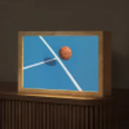 Basket - Bal - Blauw - Zwevend Light Box met kabel (Tafellamp) klein -z3d_website