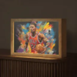 Basketbal - Verf - Kleuren - Rood Light Box met kabel (Tafellamp) klein -z3d_website