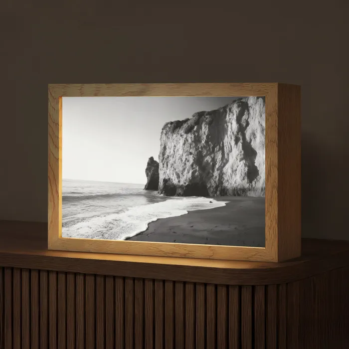 Strand - Klif - Golven - Voetstappen Light Box met kabel (Tafellamp) klein -z3d_website