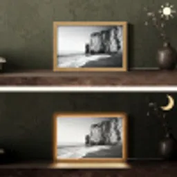 Strand - Klif - Golven - Voetstappen Light Box met kabel (Tafellamp) klein -sfeer3