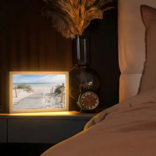 Strand - Pad - Duinen - Zee - Zomer Light Box met kabel (Tafellamp) klein -sfeer1