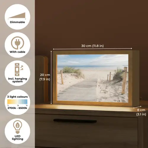 Strand - Pad - Duinen - Zee - Zomer Light Box met kabel (Tafellamp) klein -USP_EN