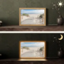 Strand - Pad - Duinen - Zee - Zomer Light Box met kabel (Tafellamp) klein -sfeer3
