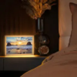 Strand - Zonsondergang - Natuur - Zee - Landschap Light Box met kabel (Tafellamp) klein -sfeer1