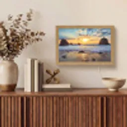 Strand - Zonsondergang - Natuur - Zee - Landschap Light Box met kabel (Tafellamp) klein -sfeer2