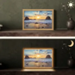 Strand - Zonsondergang - Natuur - Zee - Landschap Light Box met kabel (Tafellamp) klein -sfeer3