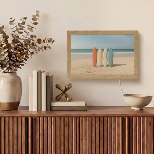 Strand - Surfbord - Pastel Light Box met kabel (Tafellamp) klein -sfeer2