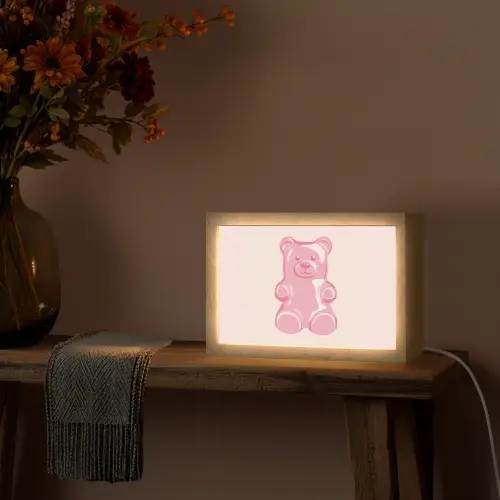 Beer - Roze - Snoep Light Box met kabel (Tafellamp) klein -sfeer4