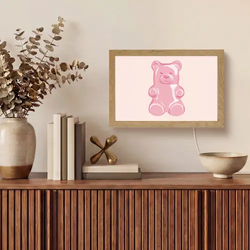 Beer - Roze - Snoep Light Box met kabel (Tafellamp) klein -sfeer2
