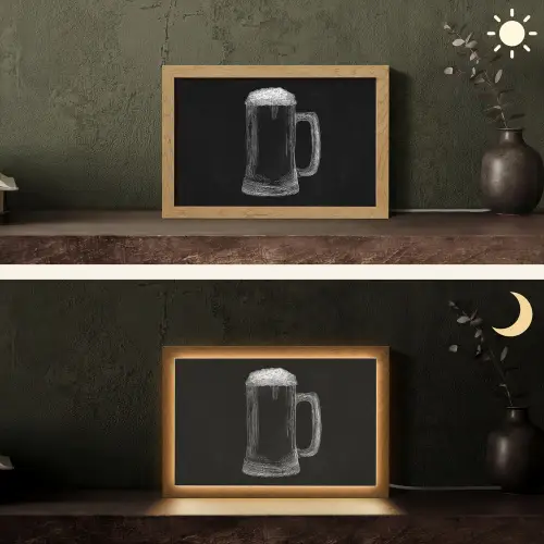 Bierpul - Schuim - Krijttekening Light Box met kabel (Tafellamp) klein -sfeer3