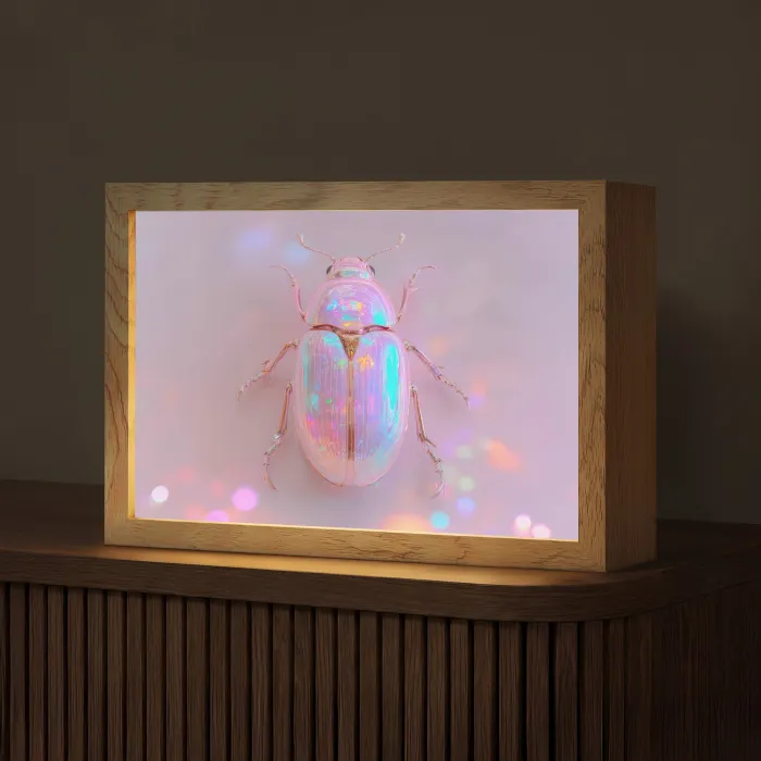 Kever - Metallic - Lichteffect - Roze Light Box met kabel (Tafellamp) klein -z3d_website