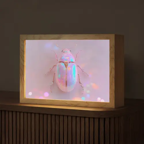 Kever - Metallic - Lichteffect - Roze Light Box met kabel (Tafellamp) klein -z3d_website