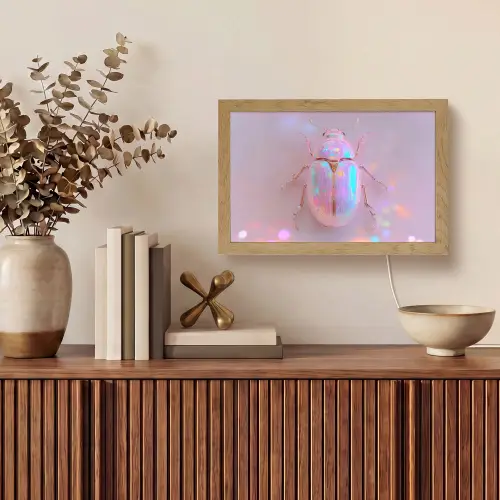 Kever - Metallic - Lichteffect - Roze Light Box met kabel (Tafellamp) klein -sfeer2