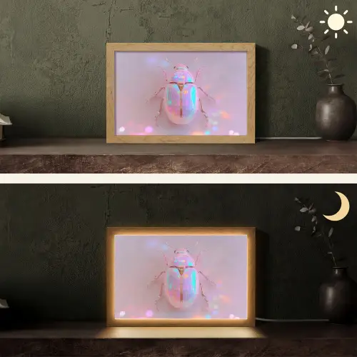 Kever - Metallic - Lichteffect - Roze Light Box met kabel (Tafellamp) klein -sfeer3