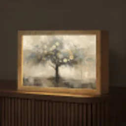 Beige - Abstract - Boom - Goud Light Box met kabel (Tafellamp) klein -z3d_website