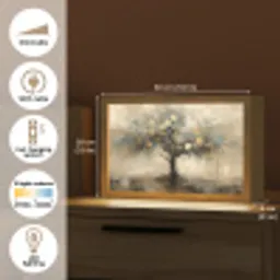 Beige - Abstract - Boom - Goud Light Box met kabel (Tafellamp) klein -USP_EN