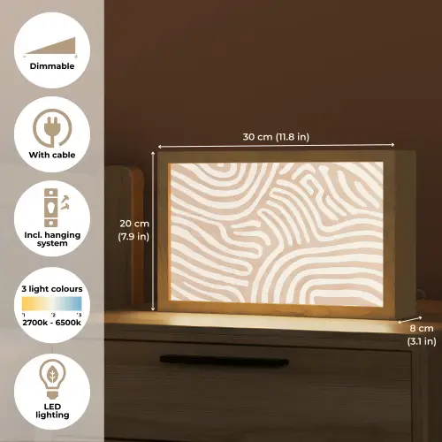Beige - Aardspatroon Light Box met kabel (Tafellamp) klein -USP_EN