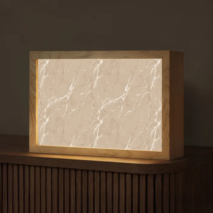 Beige - Marmer - Organisch - Wit Light Box met kabel (Tafellamp) klein 924 -z3d_website