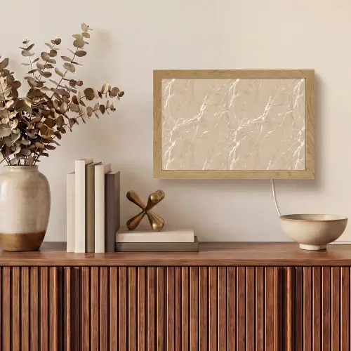 Beige - Marmer - Organisch - Wit Light Box met kabel (Tafellamp) klein 924 -sfeer2