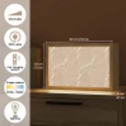 Beige - Marmer - Organisch - Wit Light Box met kabel (Tafellamp) klein 924 -USP_EN