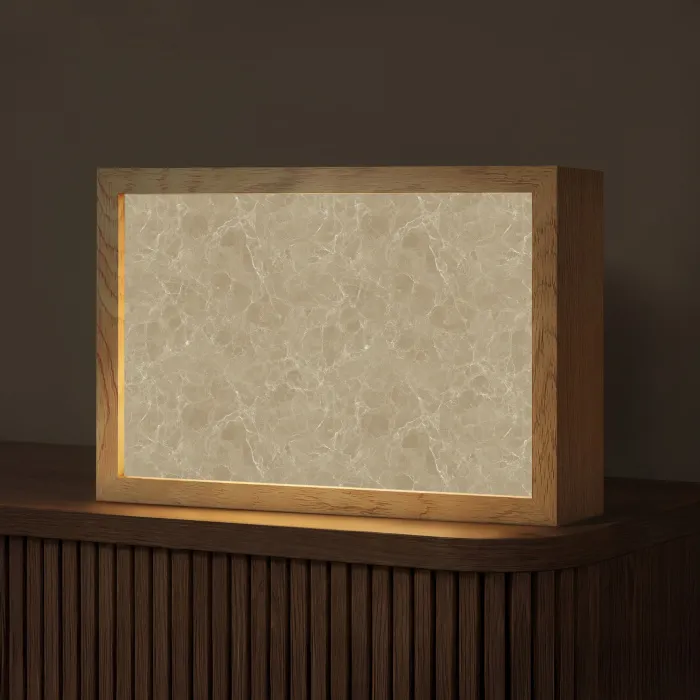 Beige - Marmer - Witte aders Light Box met kabel (Tafellamp) klein 924 -z3d_website