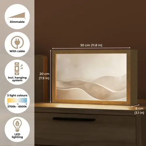 Beige - Natuur - Abstract - Modern Light Box met kabel (Tafellamp) klein -USP_EN