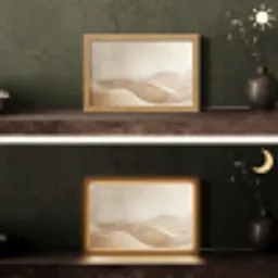 Beige - Natuur - Abstract - Modern Light Box met kabel (Tafellamp) klein -sfeer3