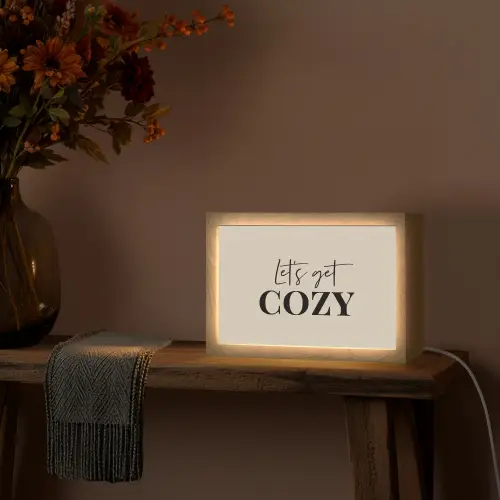 Beige - Winter - Quote - Cozy Light Box met kabel (Tafellamp) klein -sfeer4