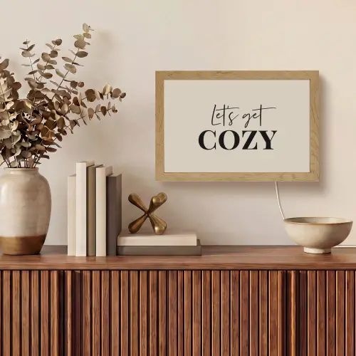 Beige - Winter - Quote - Cozy Light Box met kabel (Tafellamp) klein -sfeer2