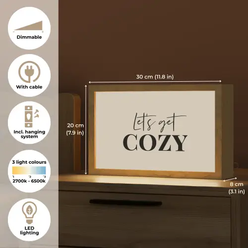 Beige - Winter - Quote - Cozy Light Box met kabel (Tafellamp) klein -USP_EN