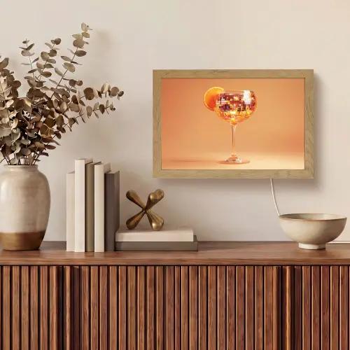Drank - Oranje - Glitter - Disco Light Box met kabel (Tafellamp) klein -sfeer2