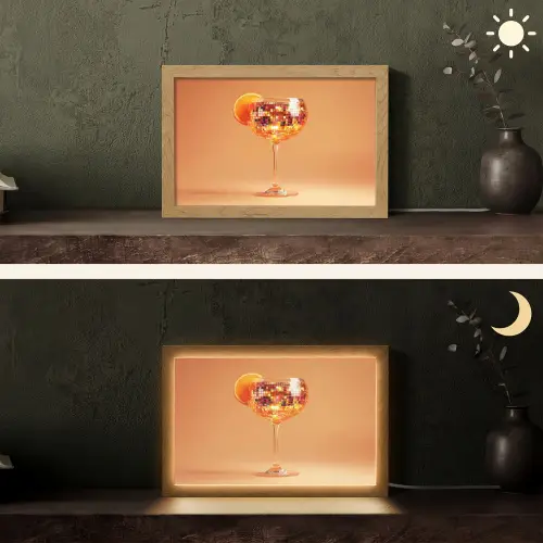 Drank - Oranje - Glitter - Disco Light Box met kabel (Tafellamp) klein -sfeer3