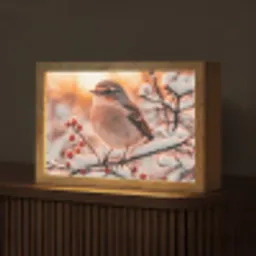 Vogel - Tak - Winter - Dieren - Sneeuw Light Box met kabel (Tafellamp) klein -z3d_website