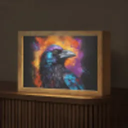 Vogel - Kraai - Graffiti - Zwart - Dieren Light Box met kabel (Tafellamp) klein -z3d_website