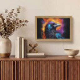Vogel - Kraai - Graffiti - Zwart - Dieren Light Box met kabel (Tafellamp) klein -sfeer2