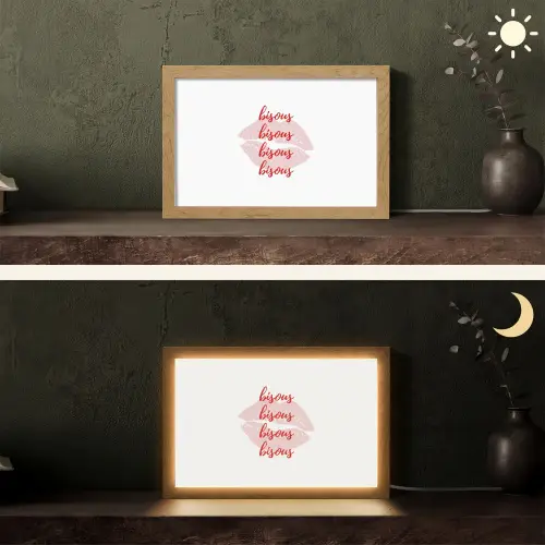 Bisous - Lip - Wit - Rood Light Box met kabel (Tafellamp) klein -sfeer3